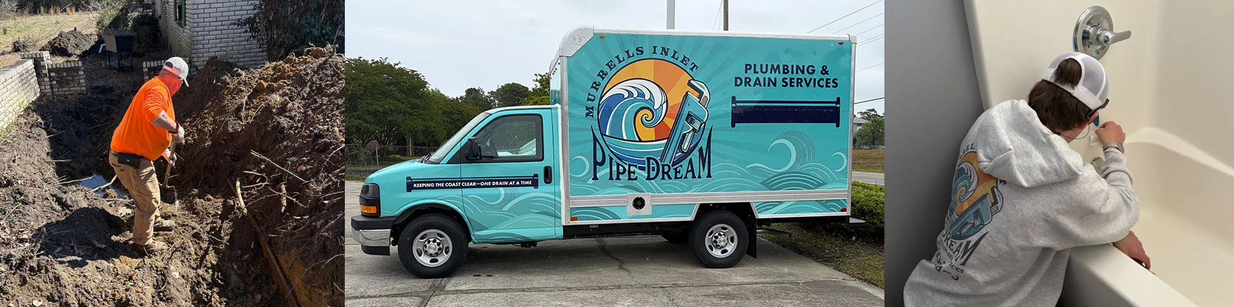 collage-branded truck, plumbing works